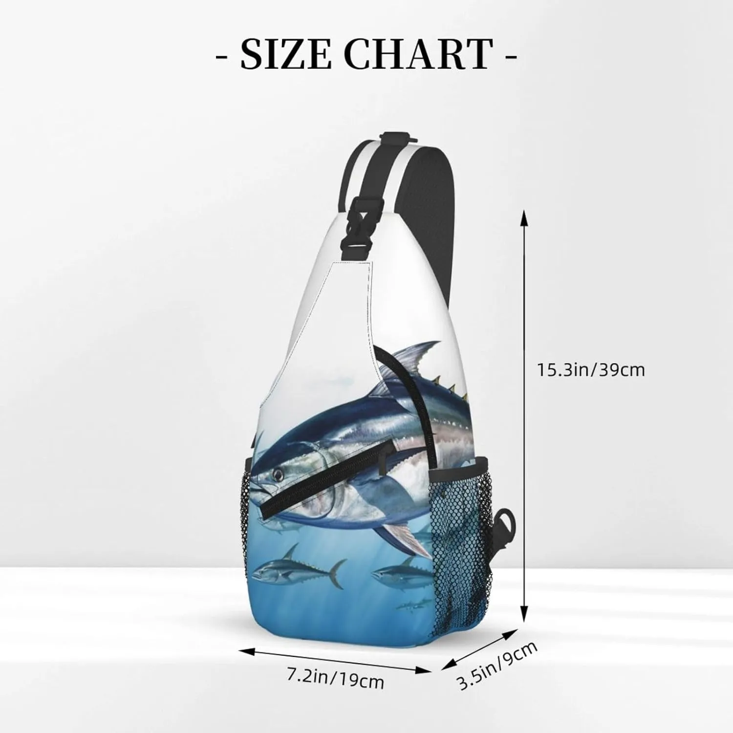 Bluefin Tuna Thunnus Sling Bag Backpack For Men Cross Chest Bag Crossbody Shoulder Bag Travel Hiking Daypack