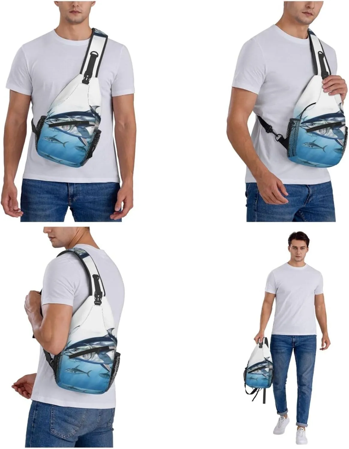 Bluefin Tuna Thunnus Sling Bag Backpack For Men Cross Chest Bag Crossbody Shoulder Bag Travel Hiking Daypack