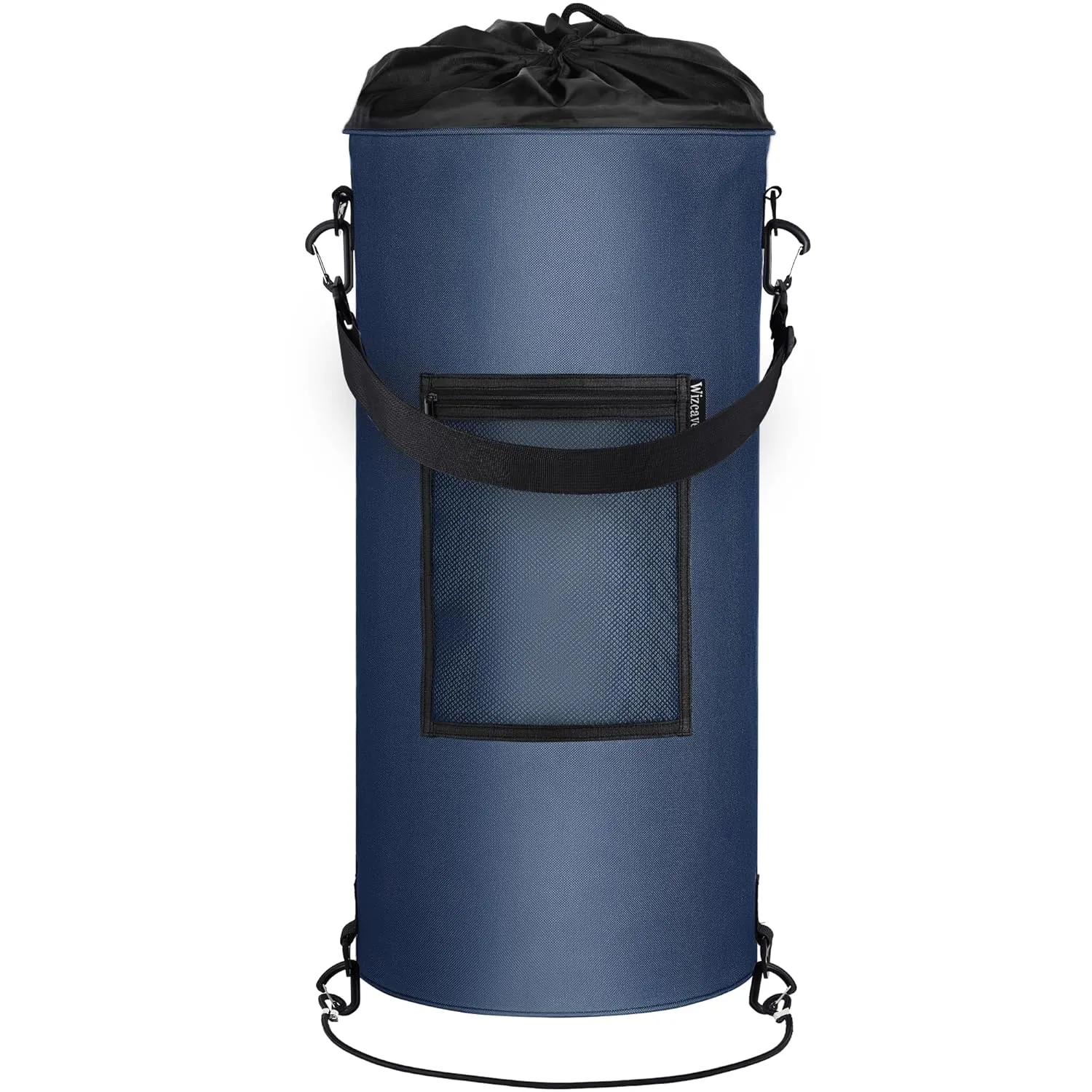 Boat Trash Can, Wizcave Leakproof Boat Trash Bag, Portable Pontoon Boat Accessories for Storage, Reusable Boat Garbage Can with Clips fits 10-13 Gal Garbage Bags, Boating, Camping, RV, Kayak,Navy Blue
