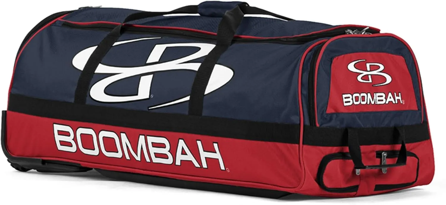 Boombah Brute Rolling Bat Bag - 35" x 15" x 12-1/2" - Multiple Color Options - Holds 4 Bats and Room for Gear - Wheeled Bag