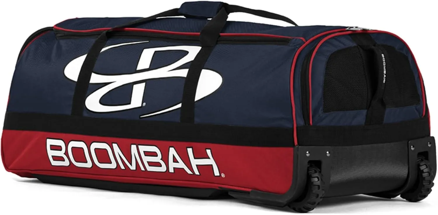 Boombah Brute Rolling Bat Bag - 35" x 15" x 12-1/2" - Multiple Color Options - Holds 4 Bats and Room for Gear - Wheeled Bag