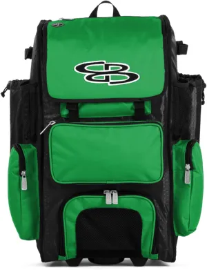 Boombah Rolling Superpack Baseball/Softball Gear Bag - 23-1/2" x 13-1/2" x 9-1/2" - Multiple Colors - Telescopic Handle and Holds 4 Bats - Wheeled Version