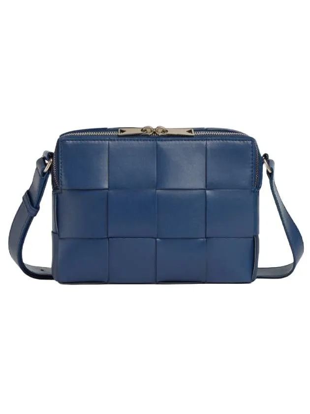 Bottega Veneta Cassette Intrecciato Leather Cross Bag Navy