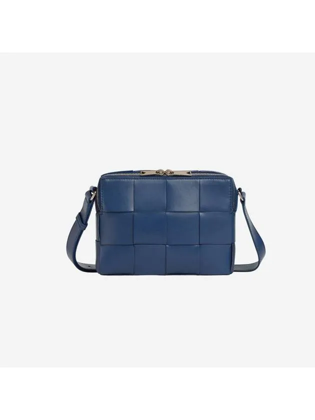 Bottega Veneta Cassette Intrecciato Leather Cross Bag Navy