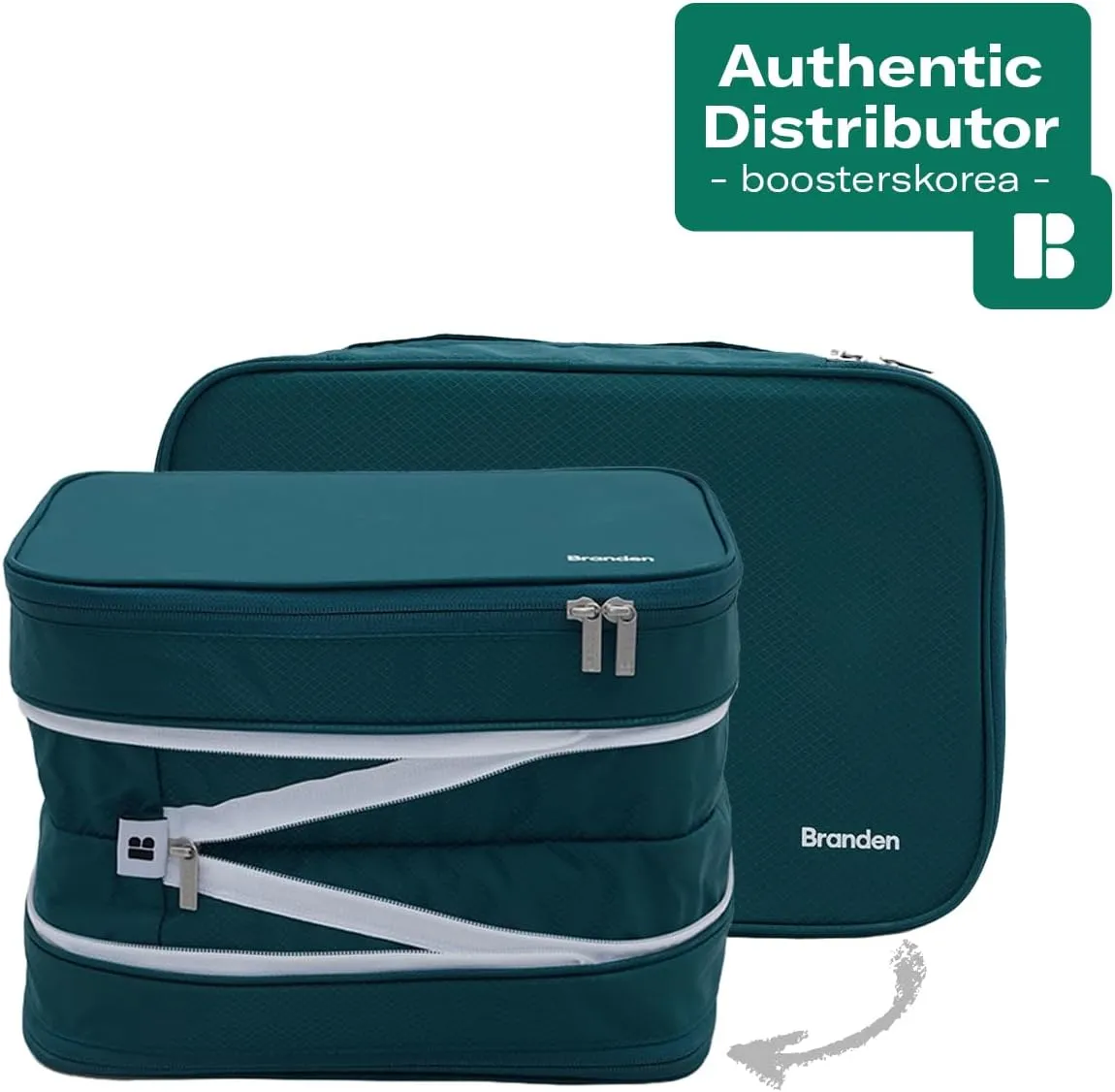 Branden Compression Packing Cube, Large, Green | Travel Essentials l Luggage Organizer l Self Compression Organizer for Travel l Overnight Trip, Road Trip, Beach, Cruise