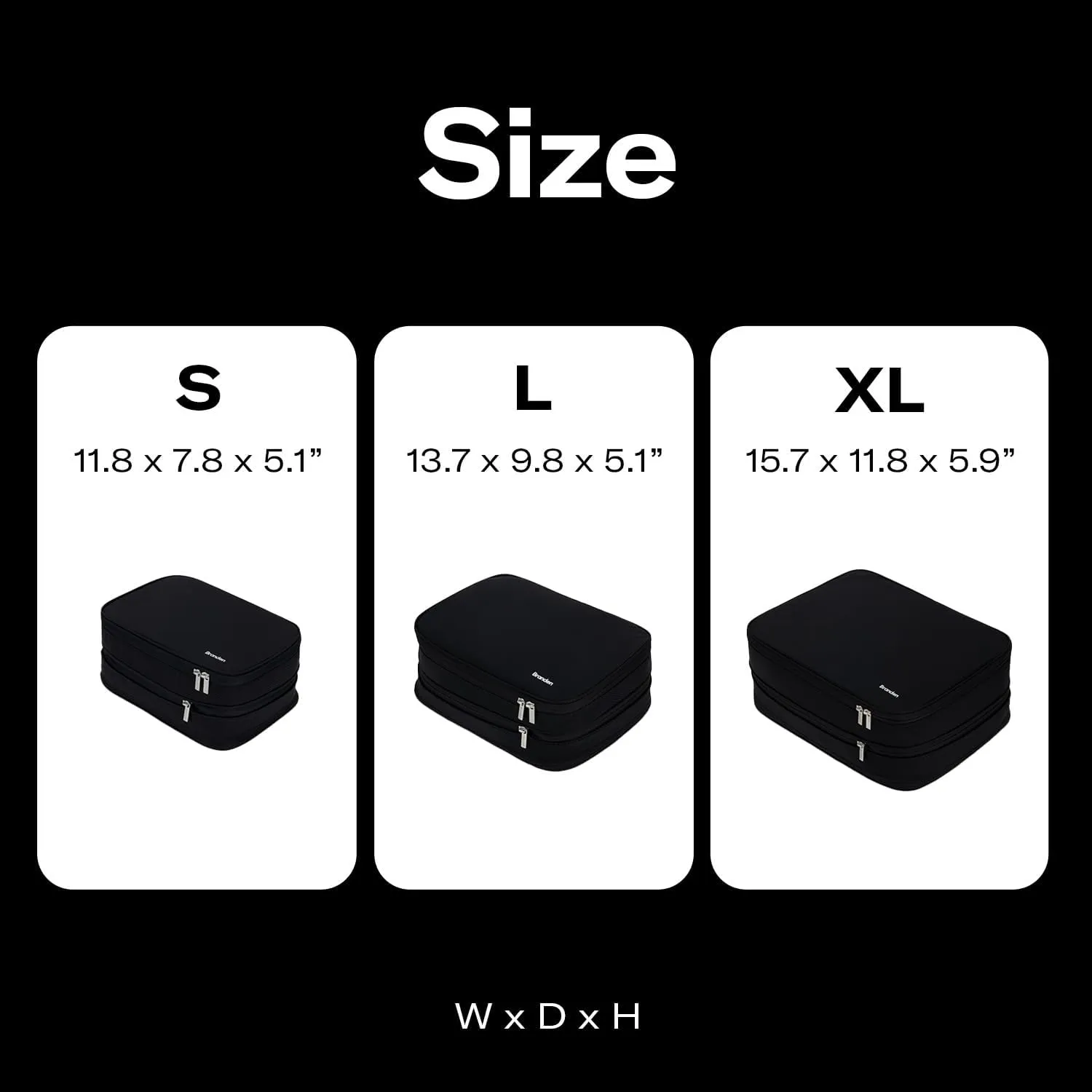 Branden Compression Packing Cube, X-Large, Black | Travel Essentials l Luggage Organizer l Self Compression Organizer for Travel l Overnight Trip, Road Trip, Beach, Cruise