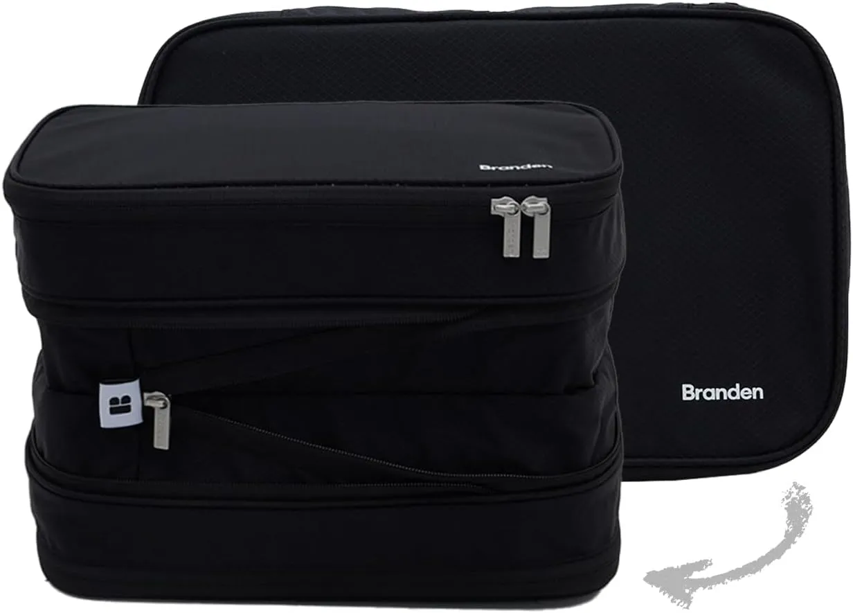 Branden Compression Packing Cube, X-Large, Black | Travel Essentials l Luggage Organizer l Self Compression Organizer for Travel l Overnight Trip, Road Trip, Beach, Cruise