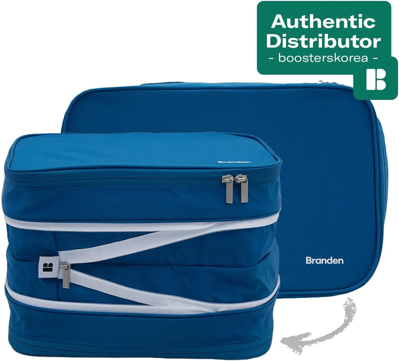 Branden Compression Packing Cube, X-Large, Blue | Travel Essentials l Luggage Organizer l Self Compression Organizer for Travel l Overnight Trip, Road Trip, Beach, Cruise