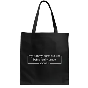 Brave and Humorous for Chronic Pain Warriors and Migraine Fighters Navy Black Multicolor Canvas Tote Bag