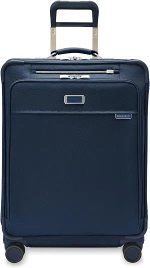 Briggs & Riley 26" Medium Expandable Spinner - Checked Luggage for Travel, Suitcases with Wheels, Softside Rolling Bag for Men & Women, Self-Repairing Zipper - Baseline Collection, Navy
