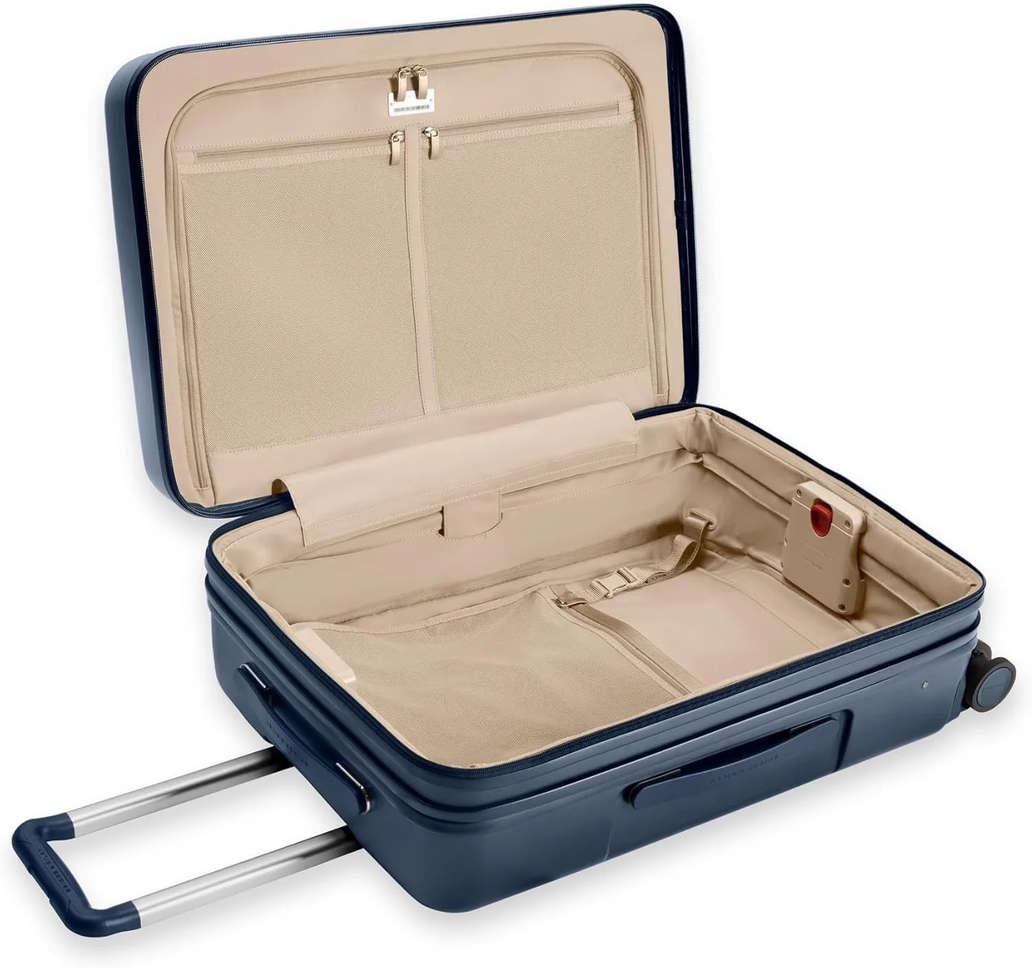 Briggs & Riley 27" Medium Expandable Spinner - Checked Luggage for Travel, Suitcases with Wheels, Hardside Rolling Bag for Men & Women, Self-Repairing Zipper - Sympatico Collection, Navy