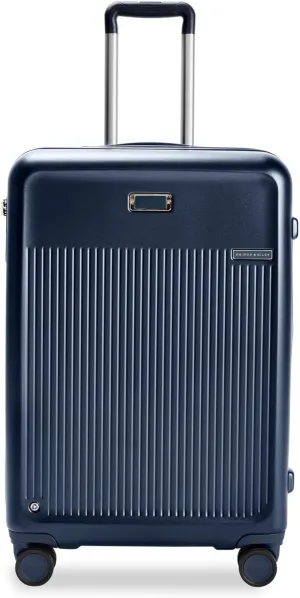 Briggs & Riley 27" Medium Expandable Spinner - Checked Luggage for Travel, Suitcases with Wheels, Hardside Rolling Bag for Men & Women, Self-Repairing Zipper - Sympatico Collection, Navy