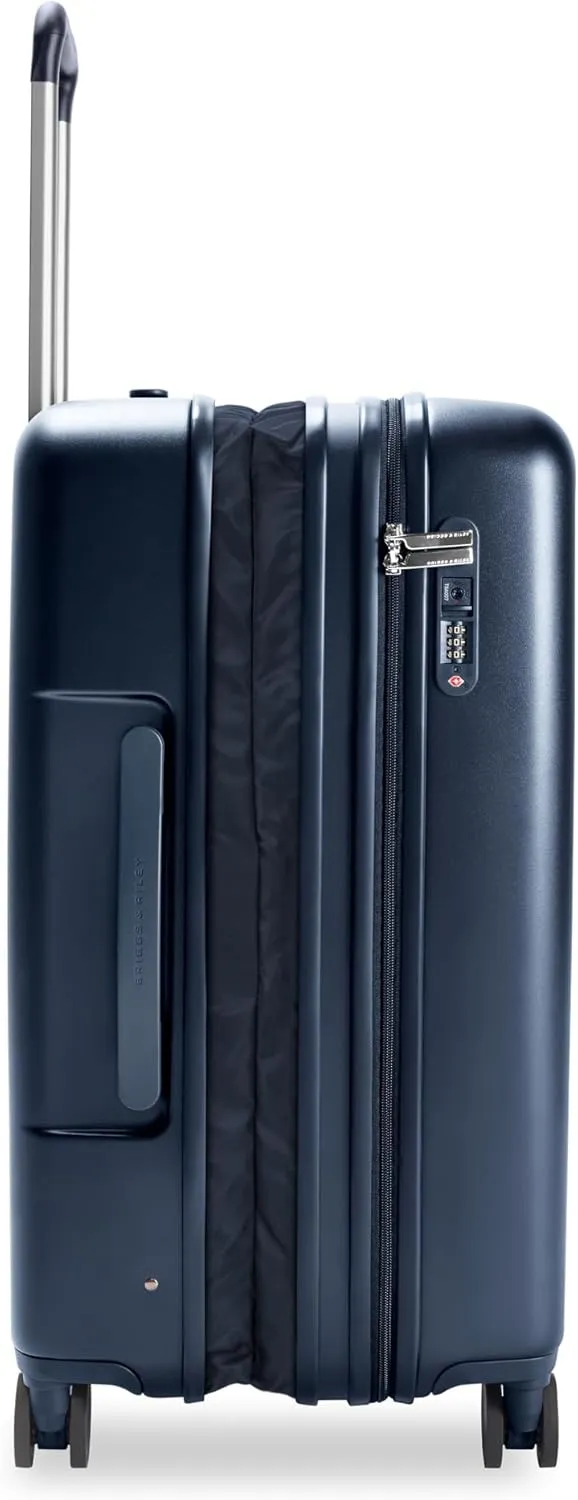 Briggs & Riley 27" Medium Expandable Spinner - Checked Luggage for Travel, Suitcases with Wheels, Hardside Rolling Bag for Men & Women, Self-Repairing Zipper - Sympatico Collection, Navy