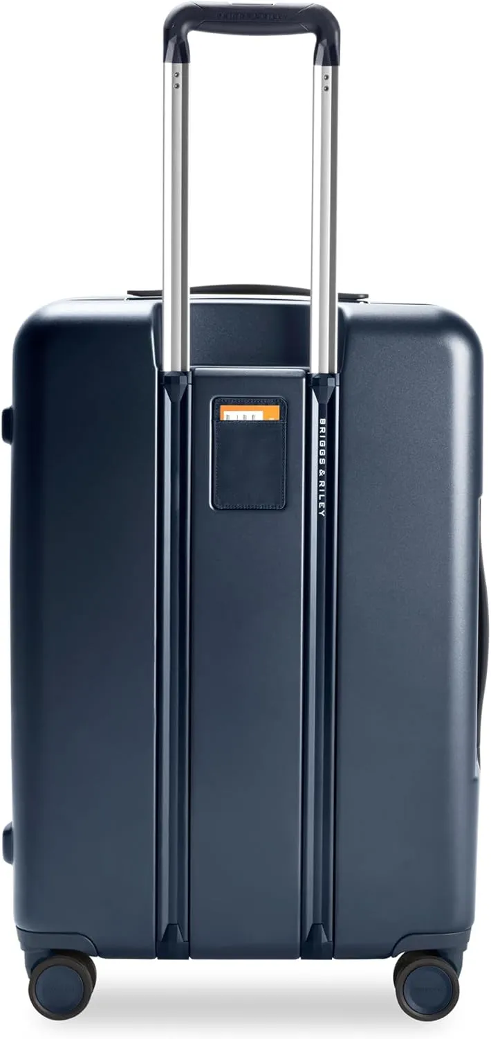 Briggs & Riley 27" Medium Expandable Spinner - Checked Luggage for Travel, Suitcases with Wheels, Hardside Rolling Bag for Men & Women, Self-Repairing Zipper - Sympatico Collection, Navy