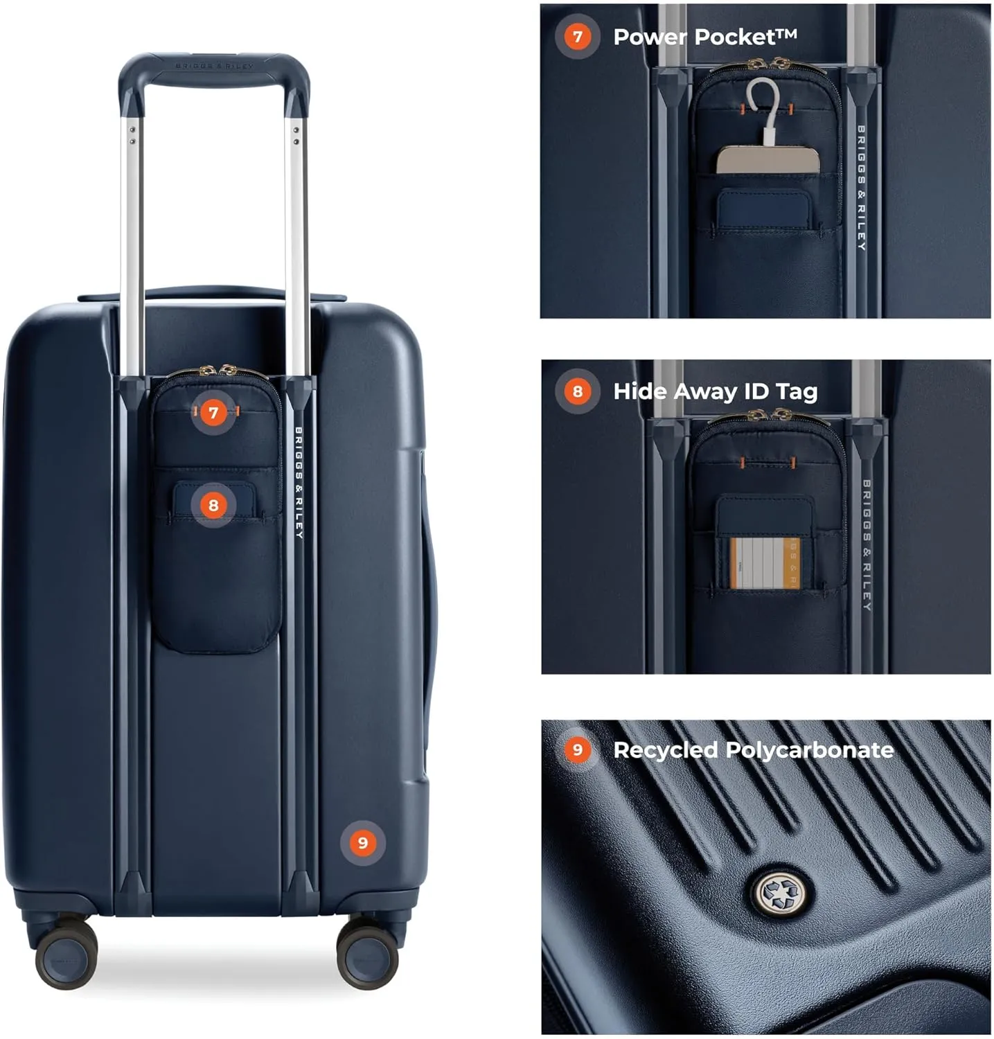 Briggs & Riley Essential 22" Carry On Expandable Spinner - Luggage for Travel, Suitcases with Wheels, Hardside Rolling Bag for Men & Women, Self-Repairing Zipper - Sympatico Collection, Navy