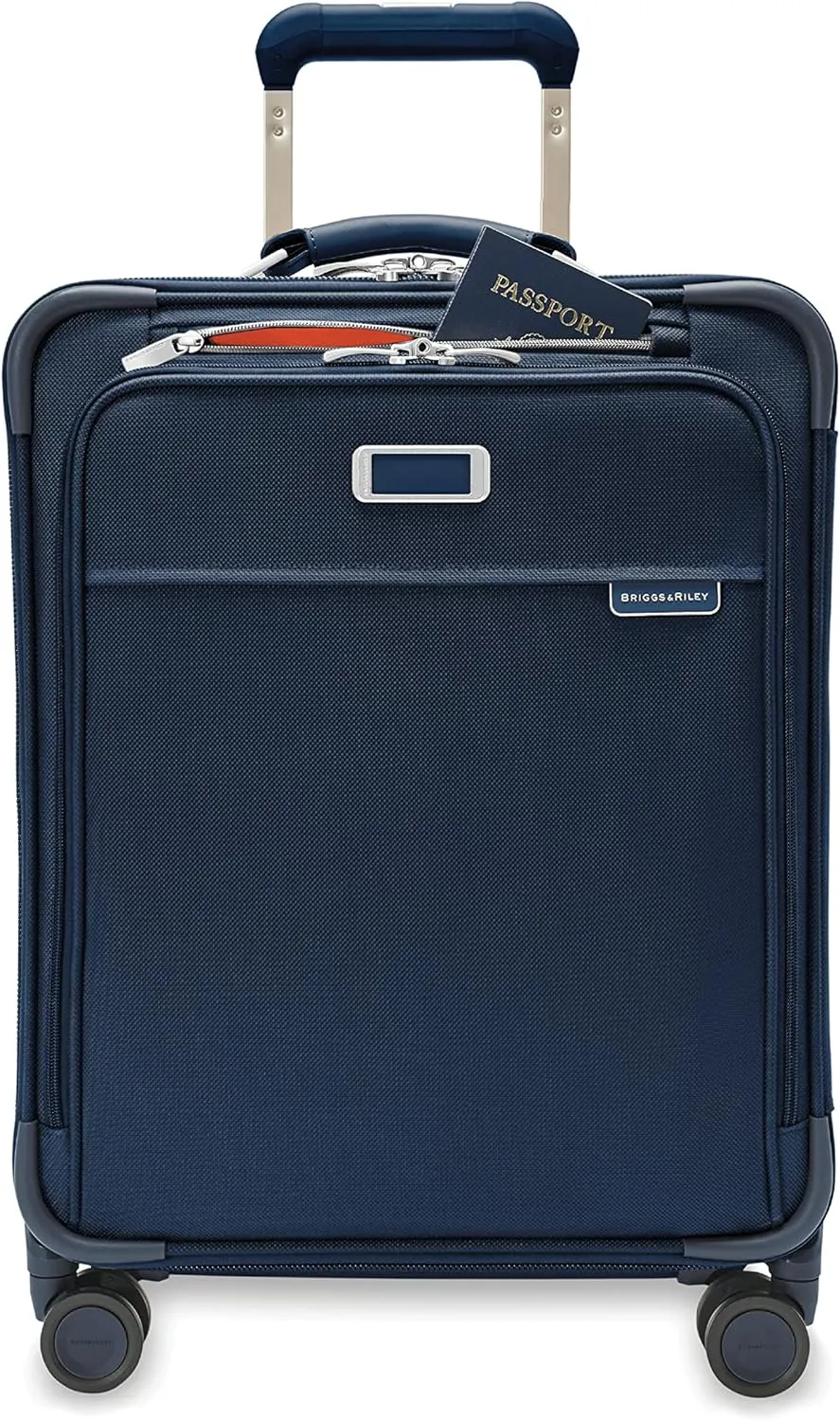 Briggs & Riley Global 21" Carry On Expandable Spinner - Luggage for International Travel, Suitcases with Wheels, Softside Rolling Bag for Men & Women, Self-Repairing Zipper - Baseline Collection, Navy