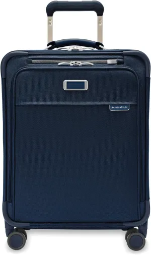 Briggs & Riley Global 21" Carry On Expandable Spinner - Luggage for International Travel, Suitcases with Wheels, Softside Rolling Bag for Men & Women, Self-Repairing Zipper - Baseline Collection, Navy