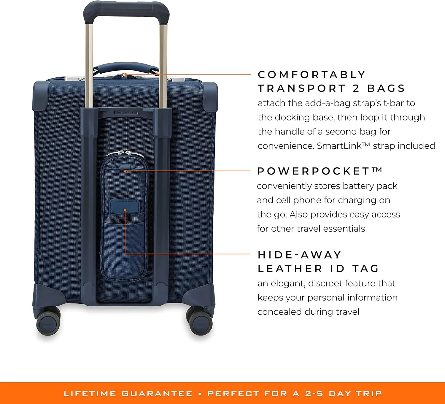 Briggs & Riley Global 21" Carry On Expandable Spinner - Luggage for International Travel, Suitcases with Wheels, Softside Rolling Bag for Men & Women, Self-Repairing Zipper - Baseline Collection, Navy