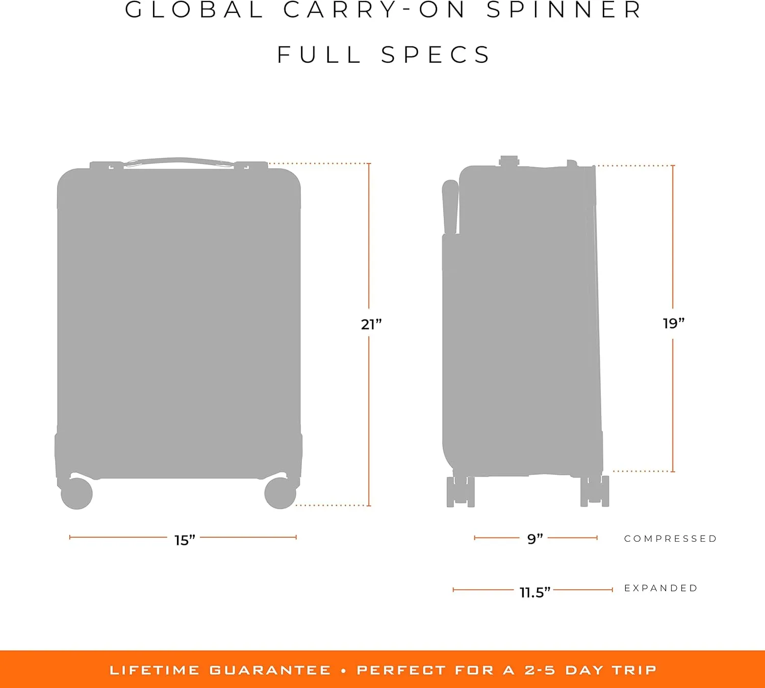 Briggs & Riley Global 21" Carry On Expandable Spinner - Luggage for International Travel, Suitcases with Wheels, Softside Rolling Bag for Men & Women, Self-Repairing Zipper - Baseline Collection, Navy