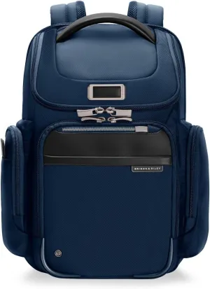 Briggs & Riley Medium Widemouth Backpack for Women & Men - Daypack for Work, Personal Item Travel Bag, Lightweight & Durable, Padded Straps, Fits up to 15" Laptop - @work Collection, Navy