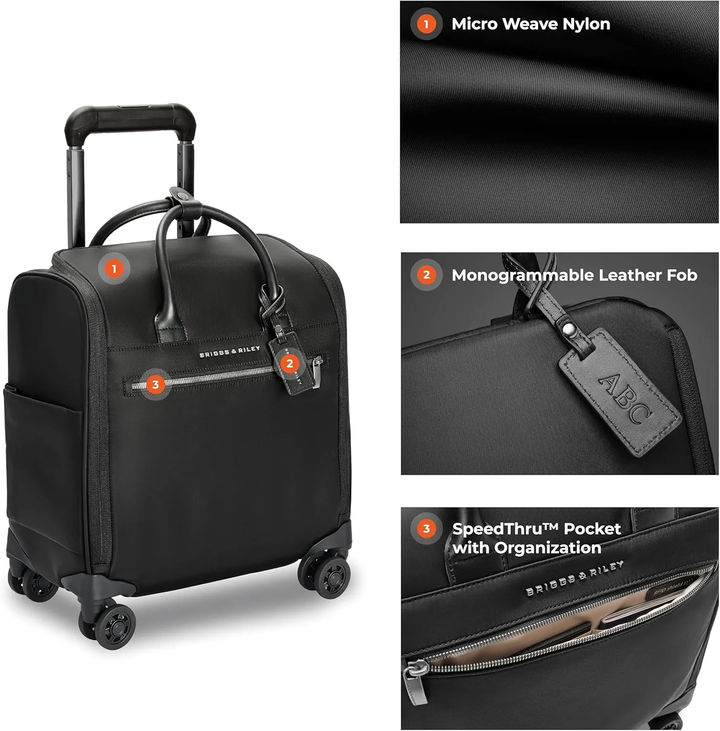 Briggs & Riley Unisex Adult Rhapsody Wheeled Cabin Bag, Black, One Size