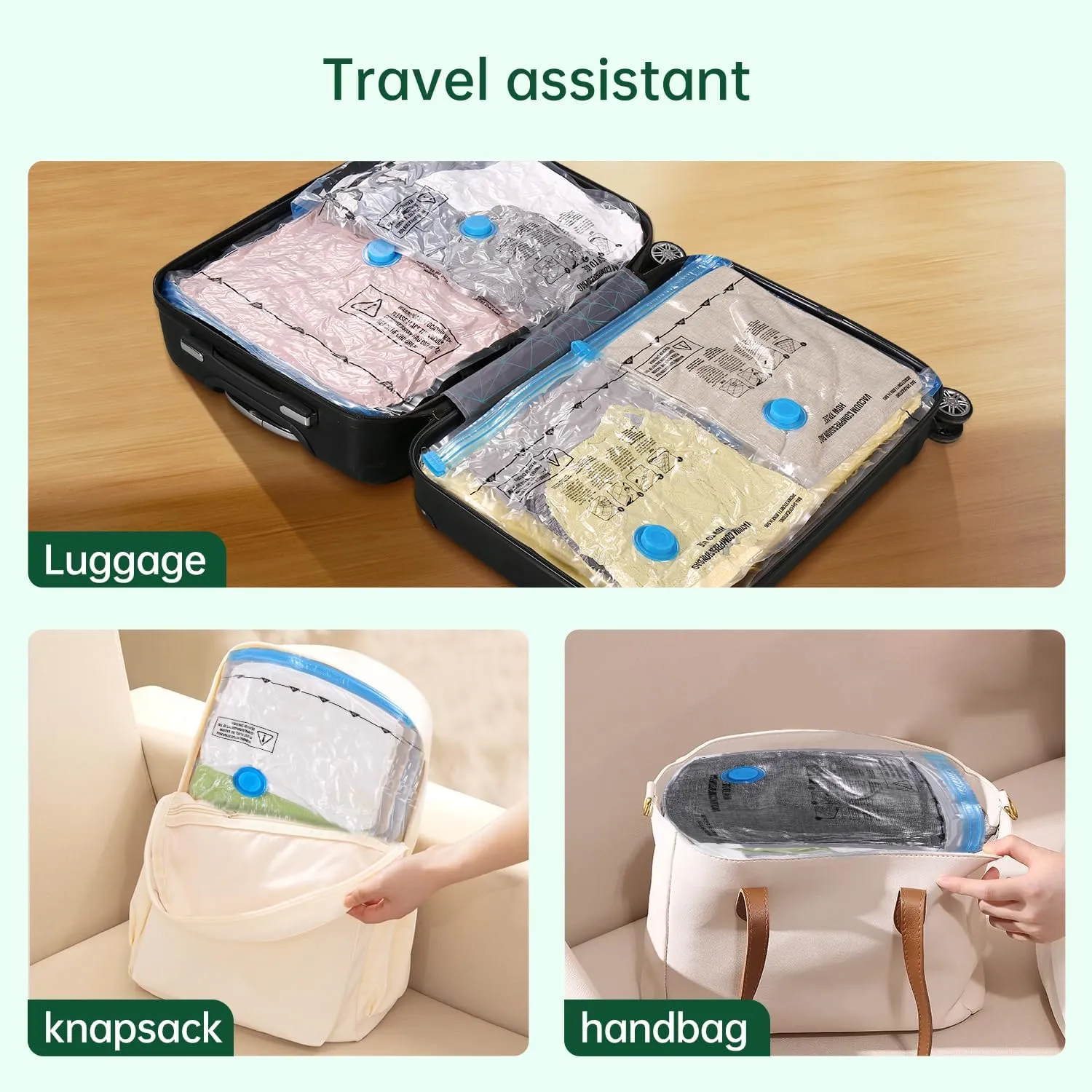 Brodi Travel Vacuum Bags with Pump - Compression Bags for Travel,Vacuum Storage Bags for Space Saver & Travel Essentials,Vacuum Seal Bags for Clothing,Travel Vacuum Bags for Luggage(18 Combo Pack)