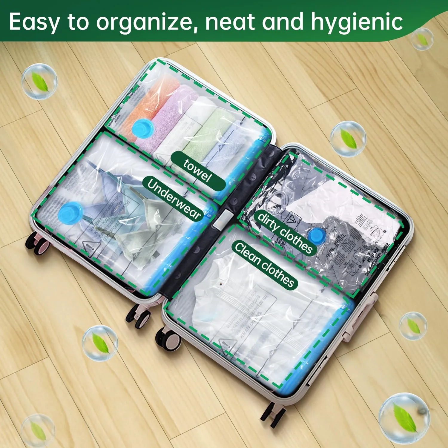 Brodi Travel Vacuum Bags with Pump - Compression Bags for Travel,Vacuum Storage Bags for Space Saver & Travel Essentials,Vacuum Seal Bags for Clothing,Travel Vacuum Bags for Luggage(18 Combo Pack)