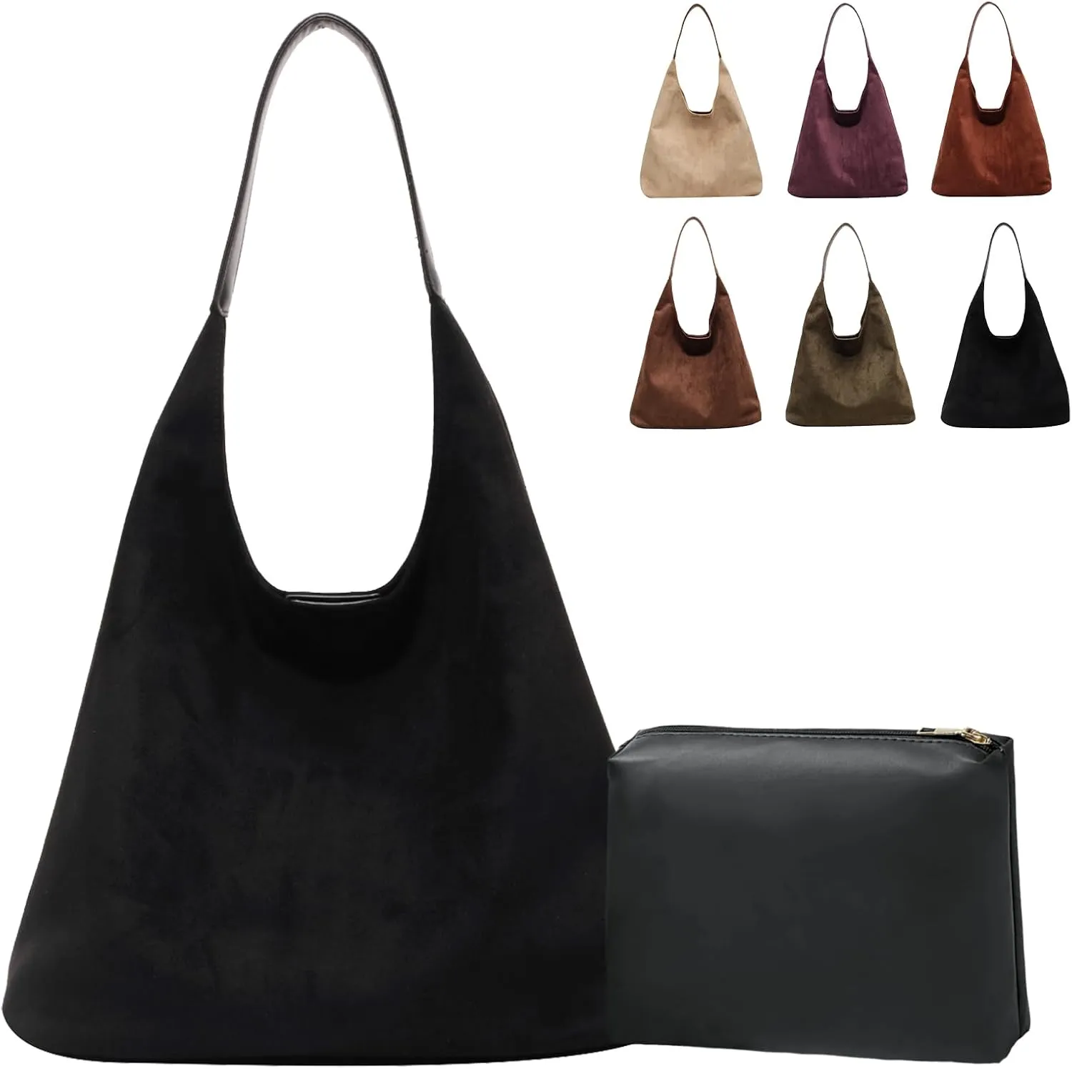 Brown Suede Bags for Women 2025 Suede Tote Bag Retro Suede Slouchy Bag Brown Suede Women's Shoulder Bag