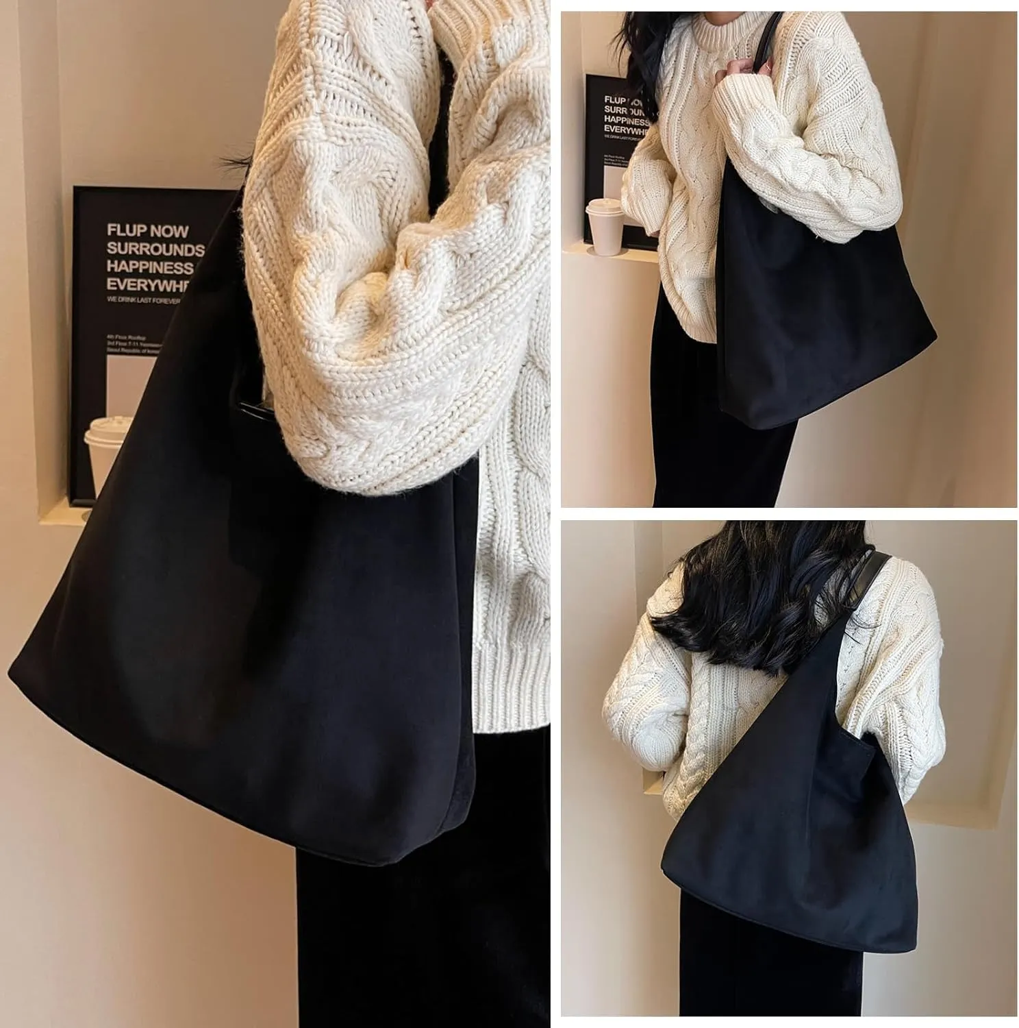 Brown Suede Bags for Women 2025 Suede Tote Bag Retro Suede Slouchy Bag Brown Suede Women's Shoulder Bag