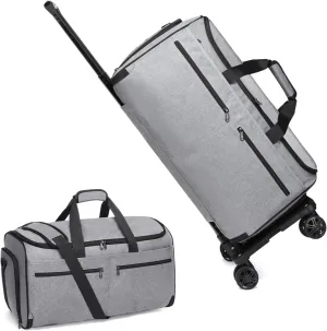 Bukere Rolling Garment Bag, Travel Garment Duffle Bag with Wheels, Carry on 3 in 1 Suit Luggage Bag with Detachable Trolley for Men Women Business Weekender