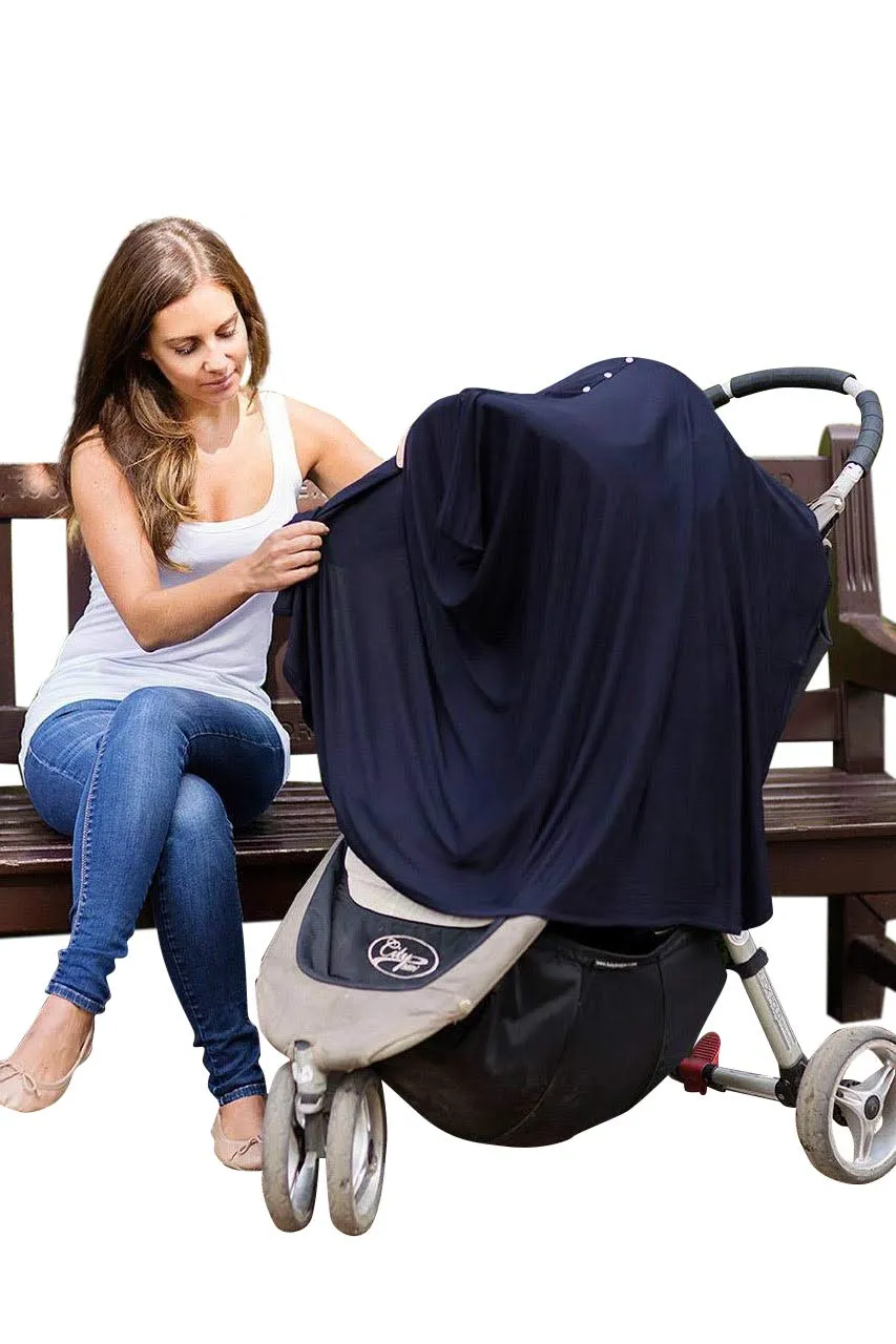 Byrd & Blume Maternity Nursing Cover Breathable Lightweight Breastfeeding Cover Wrap Shawl Scarf Poncho Full 360 (Navy, One Size)