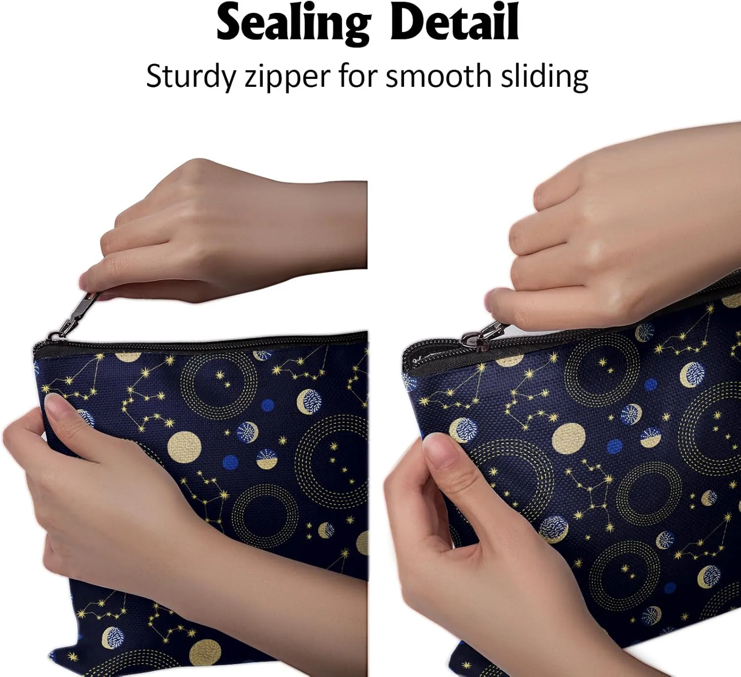 Cafl Zodiac Sky Makeup Bag Retro Travel Large Astrological Cosmetic Bag Organizer toiletry Essentials Jewelry Skincare Zipper Bag For Women -10×8 inch