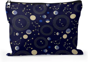 Cafl Zodiac Sky Makeup Bag Retro Travel Large Astrological Cosmetic Bag Organizer toiletry Essentials Jewelry Skincare Zipper Bag For Women -10×8 inch