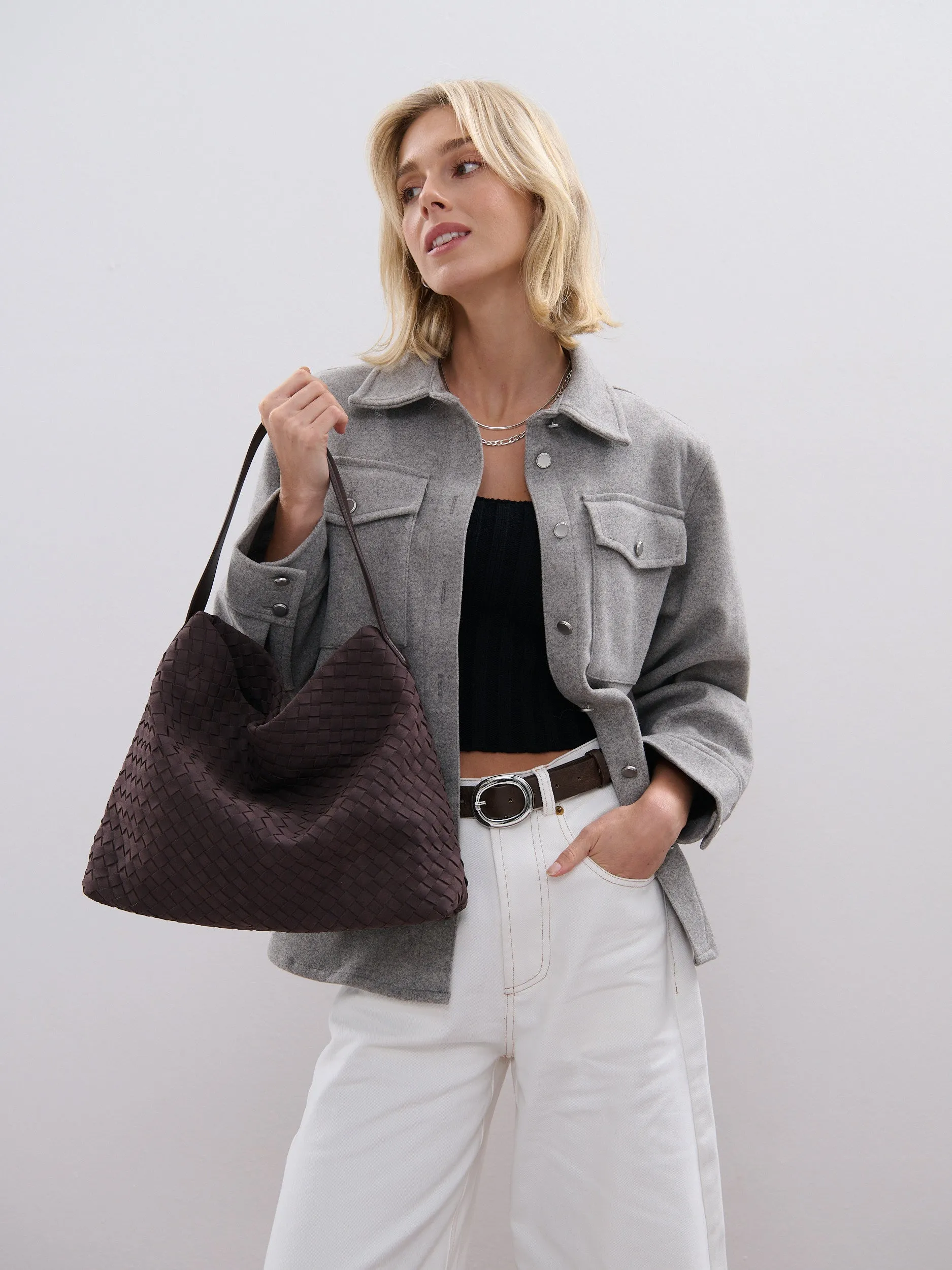 Calla Woven Handbag in Brown