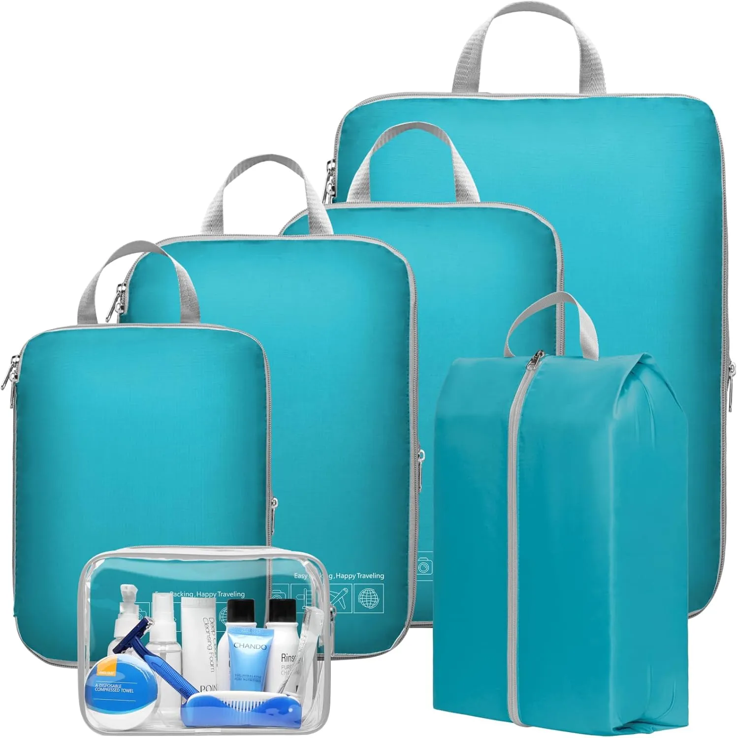Cambond Compression Packing Cubes for Travel Women - Lightweight Luggage Organizers Bag Packing Cubes for Carry on Suitcases