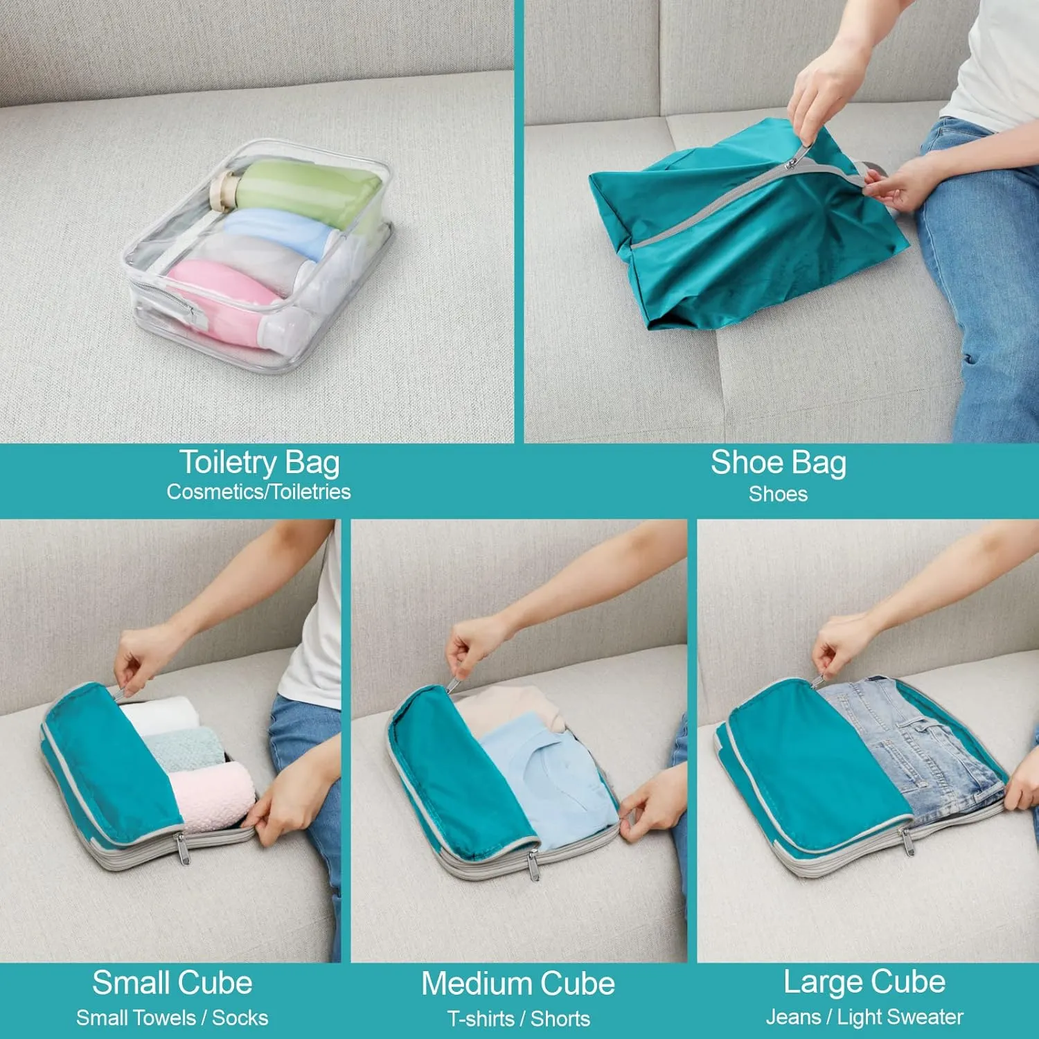 Cambond Compression Packing Cubes for Travel Women - Lightweight Luggage Organizers Bag Packing Cubes for Carry on Suitcases