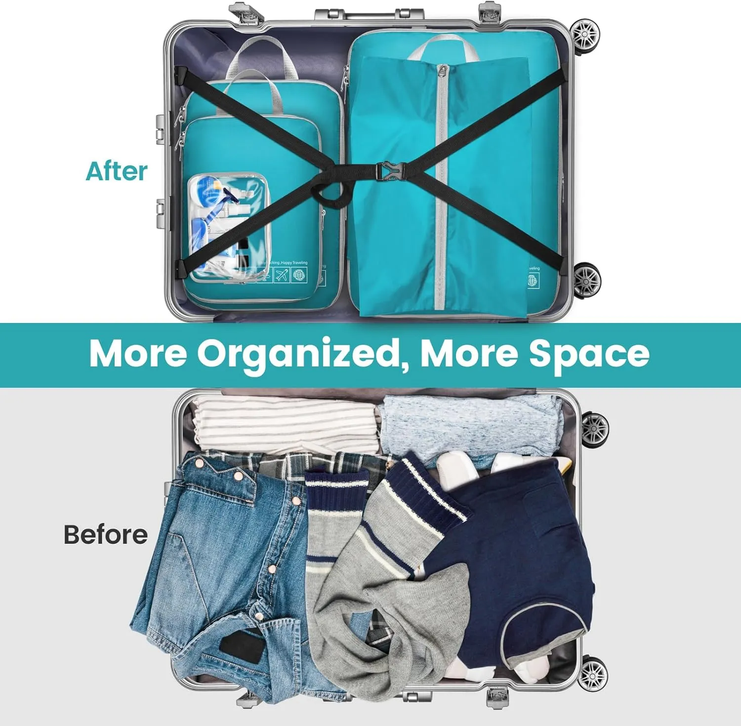 Cambond Compression Packing Cubes for Travel Women - Lightweight Luggage Organizers Bag Packing Cubes for Carry on Suitcases