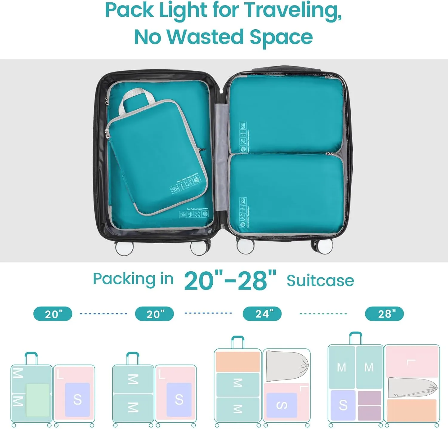 Cambond Compression Packing Cubes for Travel Women - Lightweight Luggage Organizers Bag Packing Cubes for Carry on Suitcases