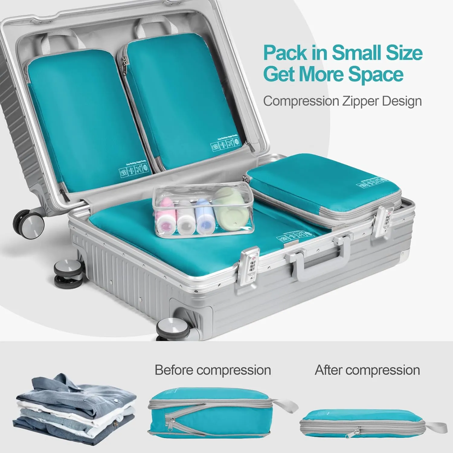 Cambond Compression Packing Cubes for Travel Women - Lightweight Luggage Organizers Bag Packing Cubes for Carry on Suitcases
