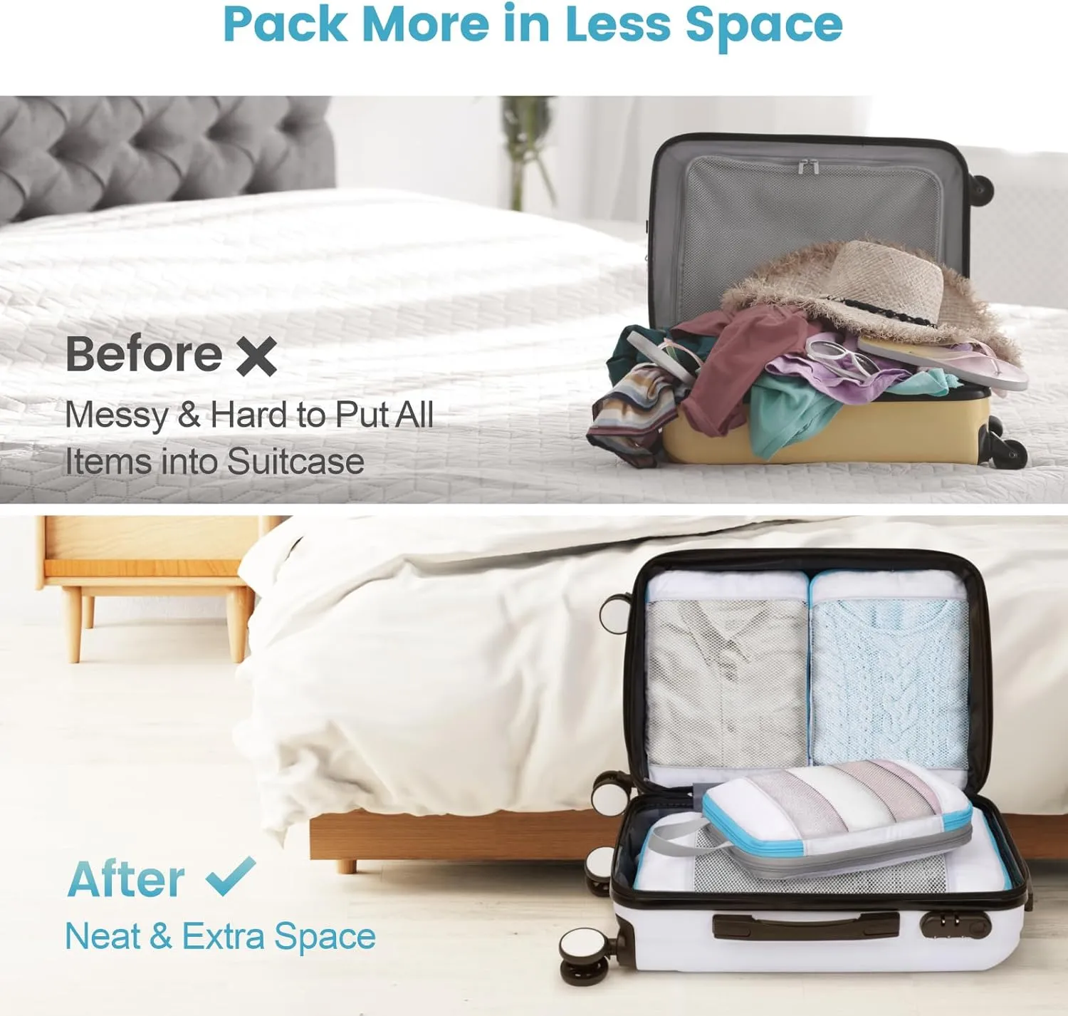 Cambond Mesh Compression Packing Cubes Travel - Space Saving Packing Cubes for Travel Women, Lightweight Compression Cubes for Travel Bags Luggage Packing Organizer for Suitcases