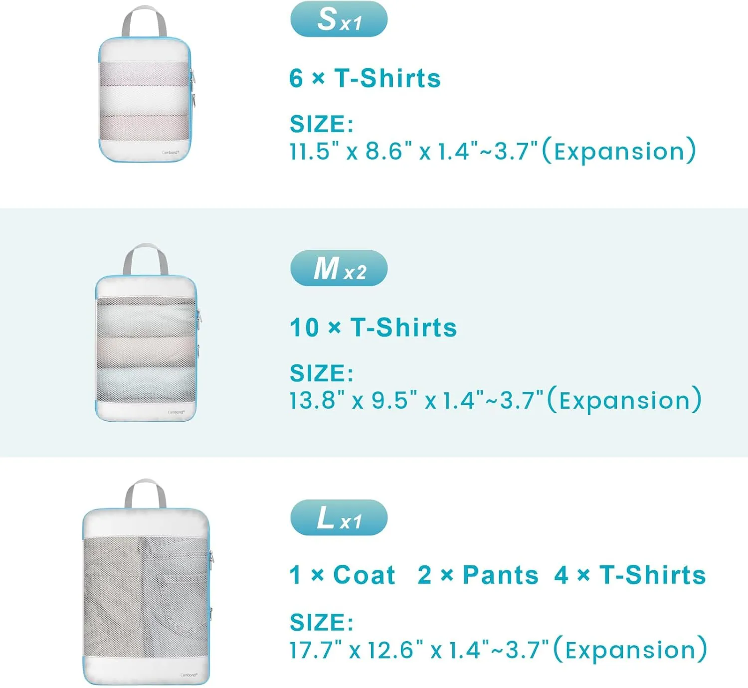 Cambond Mesh Compression Packing Cubes Travel - Space Saving Packing Cubes for Travel Women, Lightweight Compression Cubes for Travel Bags Luggage Packing Organizer for Suitcases
