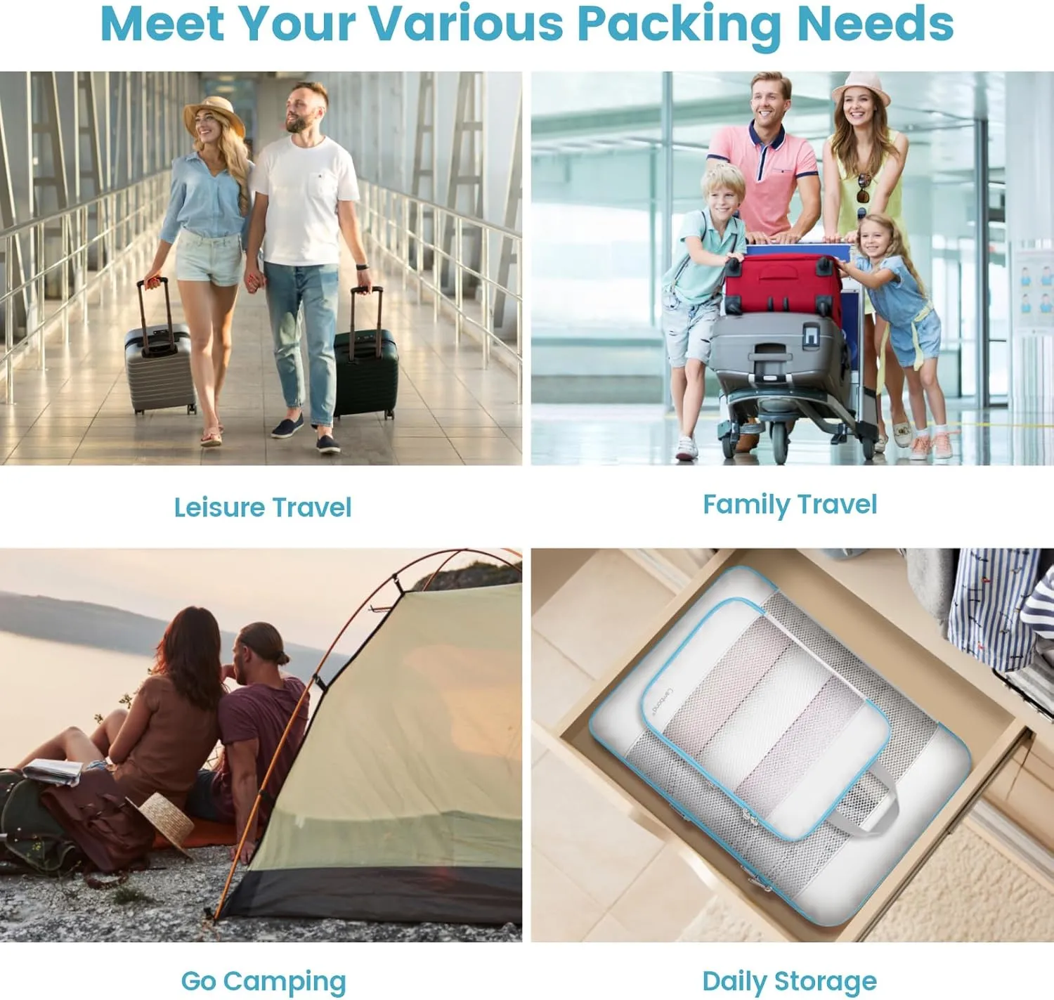 Cambond Mesh Compression Packing Cubes Travel - Space Saving Packing Cubes for Travel Women, Lightweight Compression Cubes for Travel Bags Luggage Packing Organizer for Suitcases