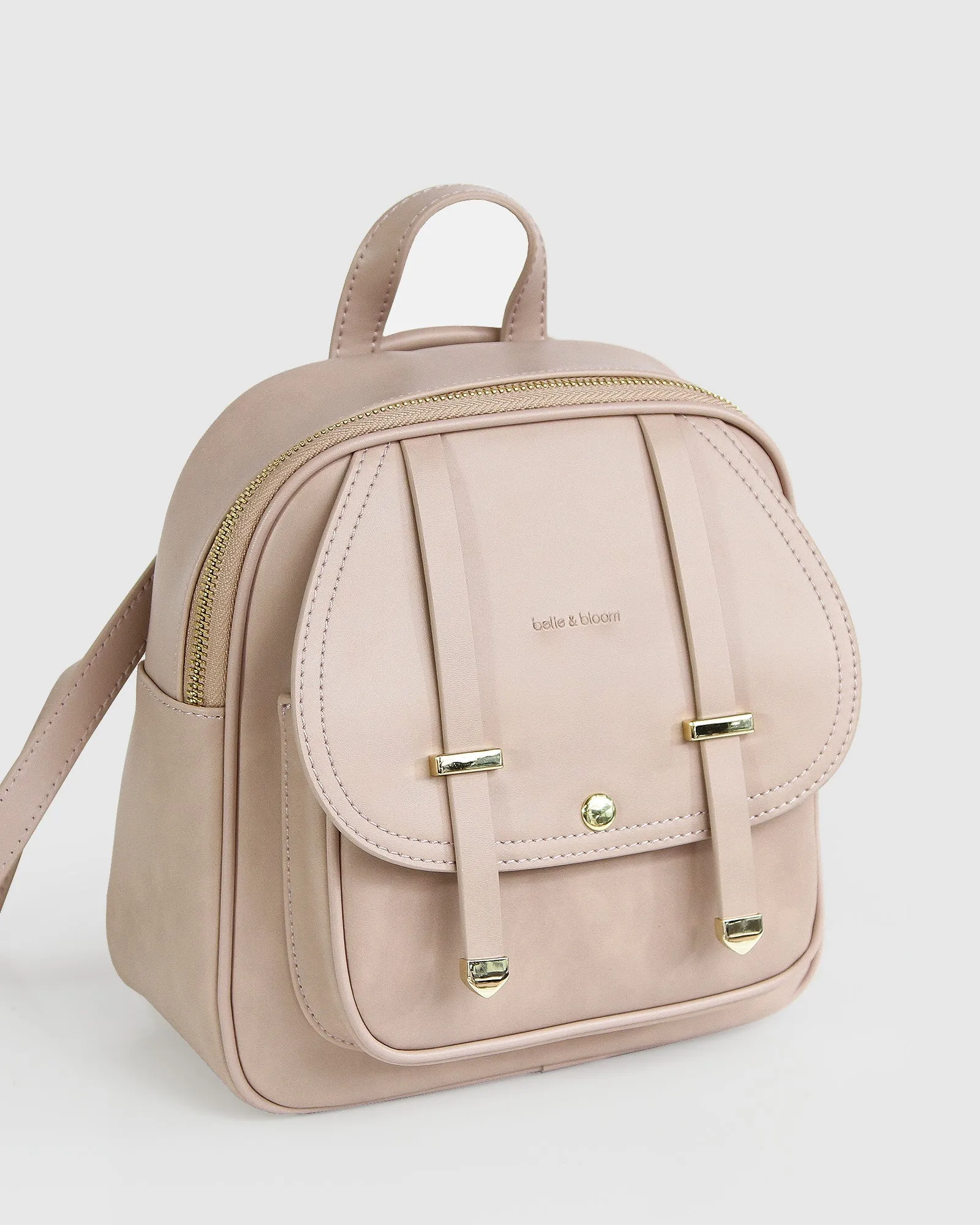 Camila Leather Backpack - Dusty Pink