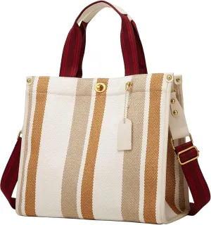 Canvas Tote Bag With Pockets Crossbody Bags for Women,Laptop Hobo Shoulder Bag Hand bags for Work Beach Book Travel Gym