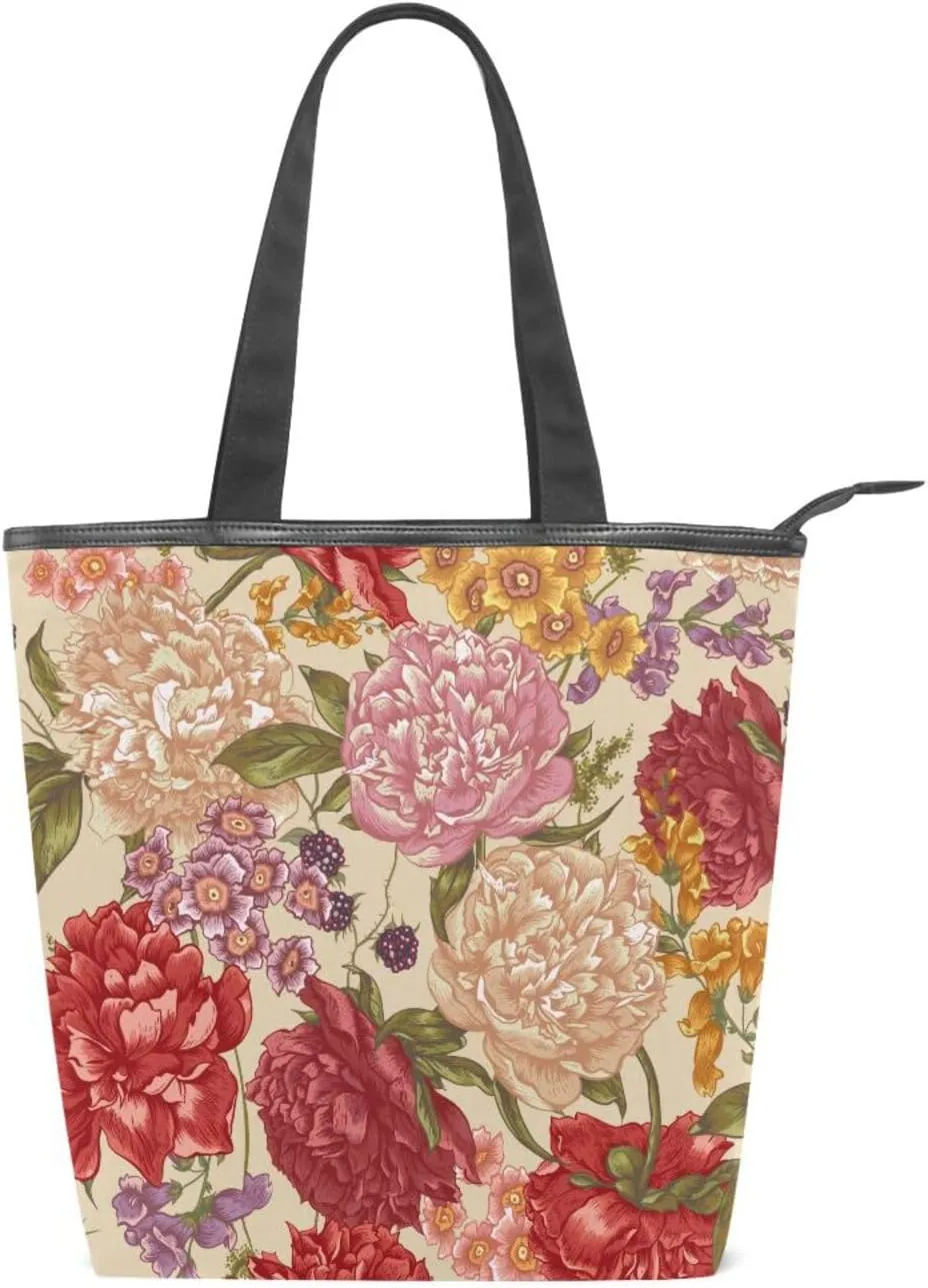 Canvas Tote Bags Purses Handbags for Women Men Top Handle Ladies Shoulder Bags Multicolored Pattern