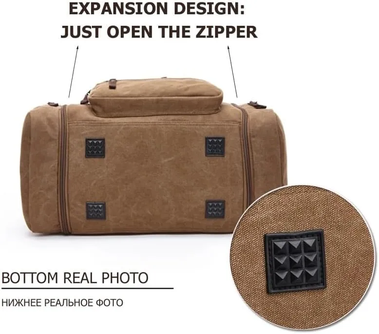 Canvas Travel Bags Large Capacity Carry On Luggage Bags Men Duffel Bag Travel Tote Weekend Bag Dropshipping(Coffee Brown)