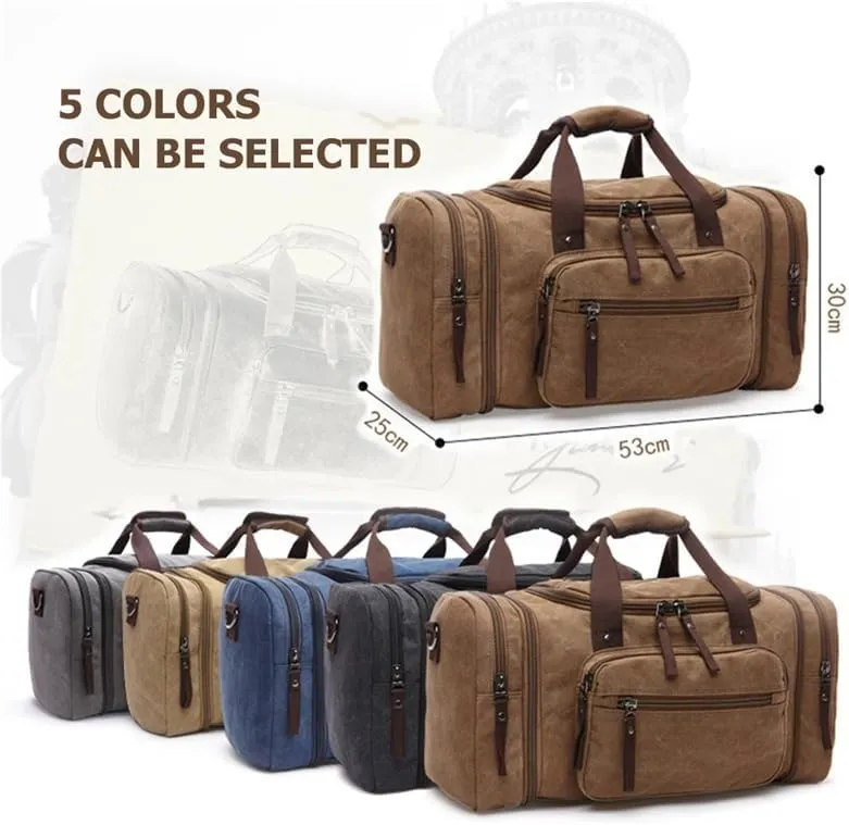 Canvas Travel Bags Large Capacity Carry On Luggage Bags Men Duffel Bag Travel Tote Weekend Bag Dropshipping(Coffee Brown)