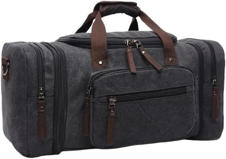 Canvas Travel Bags Large Capacity Carry On Luggage Bags Men Duffel Bag Travel Tote Weekend Bag Dropshipping(Coffee Brown)