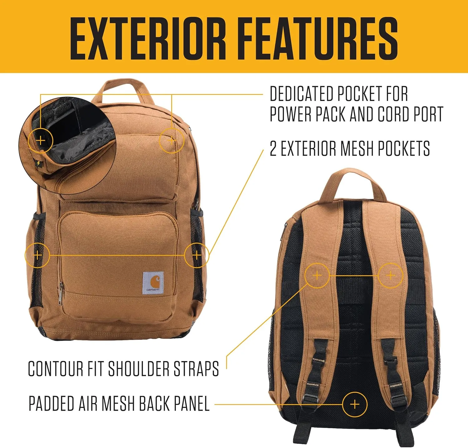 Carhartt 28L Backpack, Durable Pack with Laptop Sleeve and Duravax Abrasion Resistant Base, Everyday Dual Compartment (Black), One Size