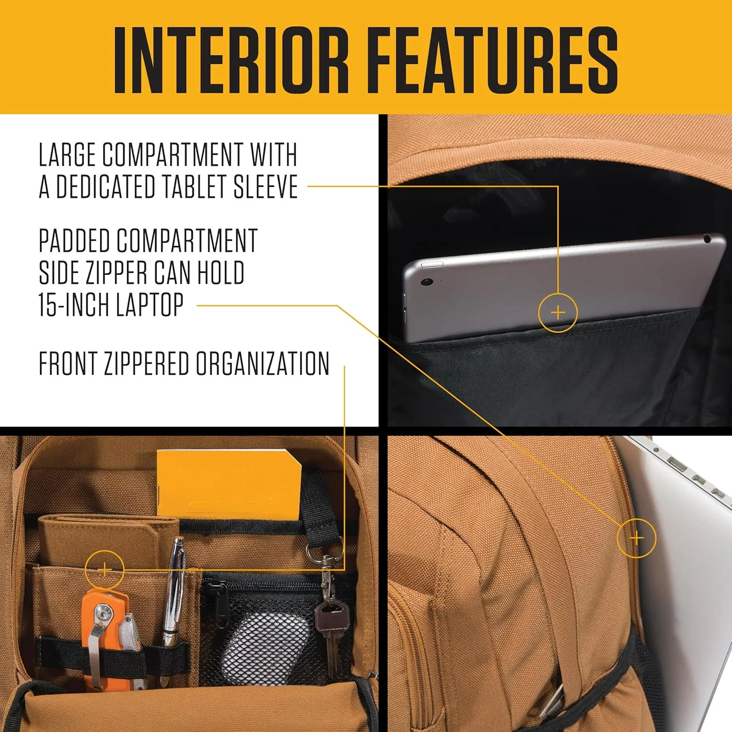 Carhartt 28L Backpack, Durable Pack with Laptop Sleeve and Duravax Abrasion Resistant Base, Everyday Dual Compartment (Black), One Size